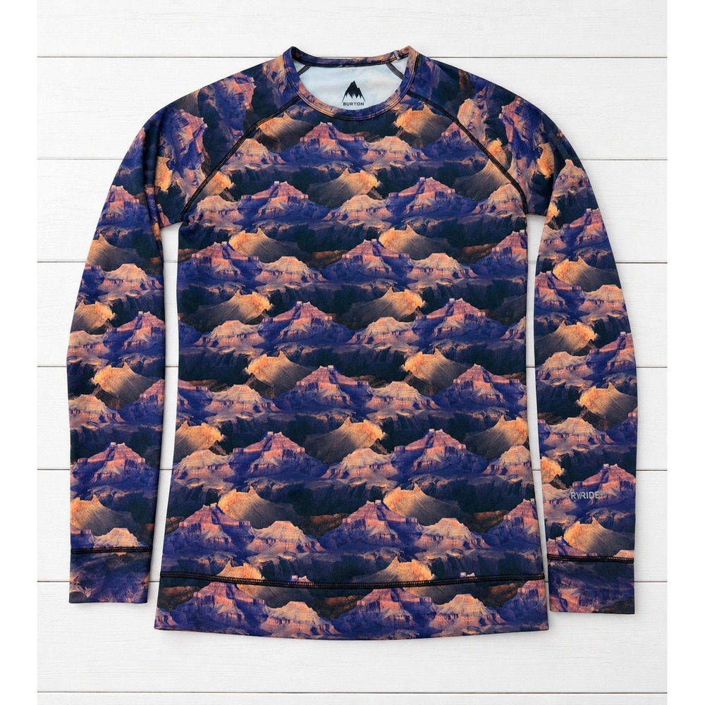 Burton Dryride Lightweight Crew Mountain Print Base Layer Performance Small